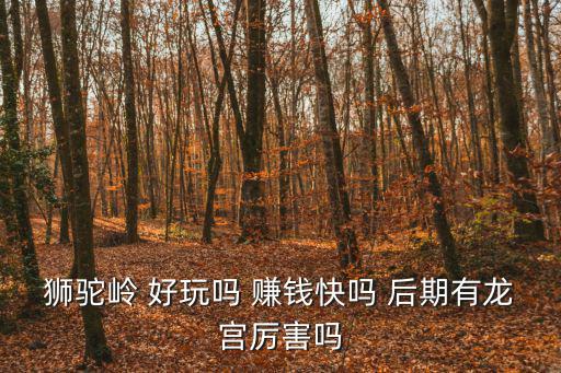 水浒传手游狮驼岭怎么样，狮驼岭好吗强吗