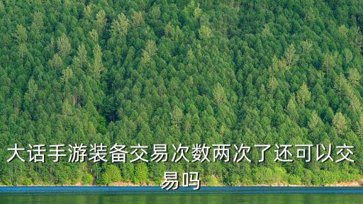 大话手游装备交易次数两次了还可以交易吗