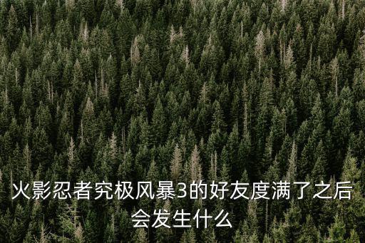 火影忍者究极风暴3的好友度满了之后会发生什么