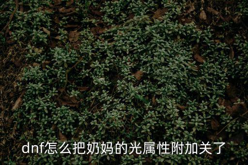 dnf怎么把奶妈的光属性附加关了