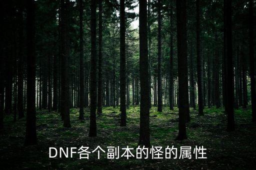 DNF各个副本的怪的属性