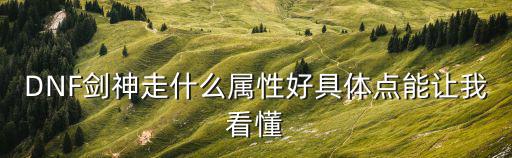 dnf剑神95什么属性好，DNF剑神走什么属性好具体点能让我看懂