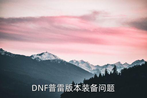 dnf95普雷什么属性，DNF普雷版本装备问题