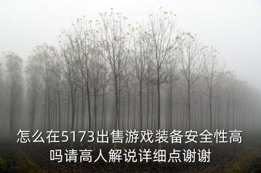 怎么在5173出售游戏装备安全性高吗请高人解说详细点谢谢