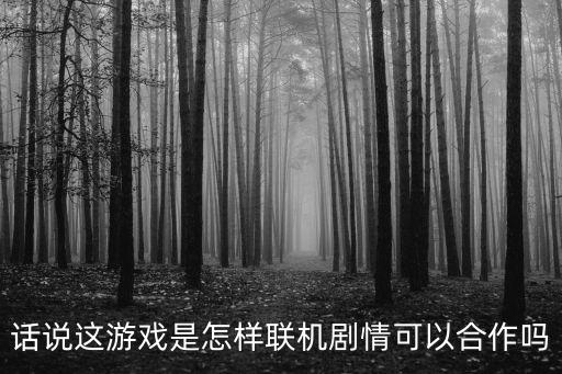 话说这游戏是怎样联机剧情可以合作吗
