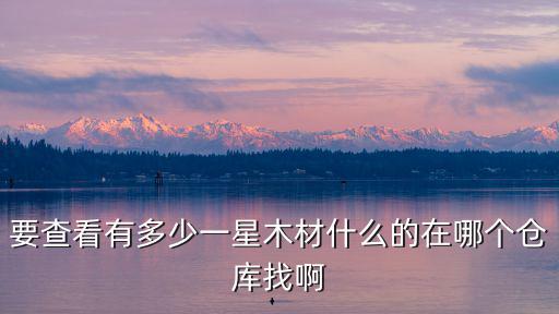 要查看有多少一星木材什么的在哪个仓库找啊