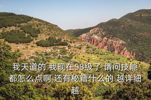 我天道的 我现在58级了 请问技能都怎么点啊 还有秘籍什么的 越详细越