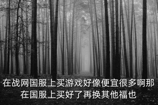 在战网国服上买游戏好像便宜很多啊那在国服上买好了再换其他福也
