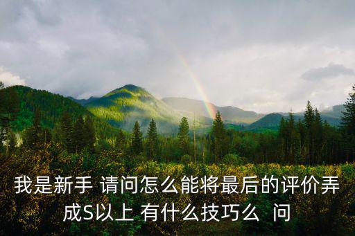 手游怎么能打出来s评分，我是新手 请问怎么能将最后的评价弄成S以上 有什么技巧么  问