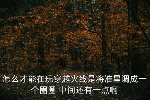 怎么才能在玩穿越火线是将准星调成一个圈圈 中间还有一点啊