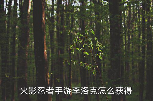 火影忍者手游李洛克怎么获得
