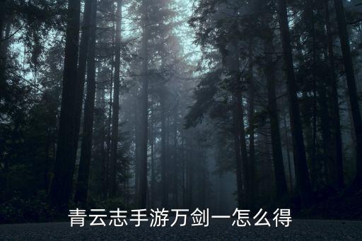 青云志手游万剑一怎么得