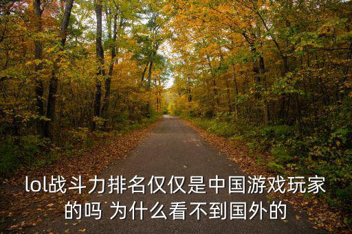 lol战斗力排名仅仅是中国游戏玩家的吗 为什么看不到国外的