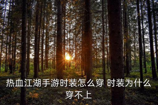 热血江湖手游时装怎么穿 时装为什么穿不上