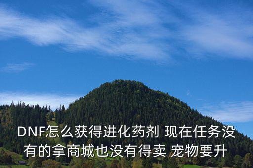 DNF怎么获得进化药剂 现在任务没有的拿商城也没有得卖 宠物要升