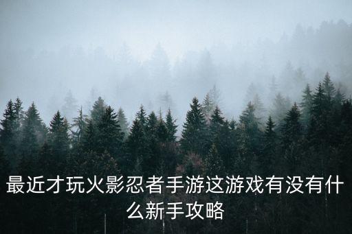 最近才玩火影忍者手游这游戏有没有什么新手攻略