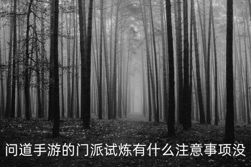 问道手游的门派试炼有什么注意事项没