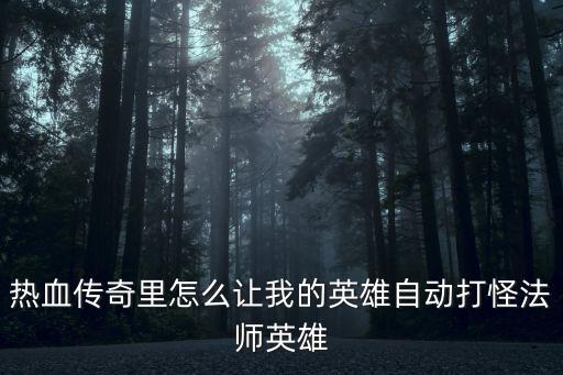 热血传奇里怎么让我的英雄自动打怪法师英雄