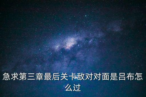 急求第三章最后关卡敌对对面是吕布怎么过