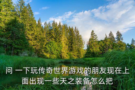 问 一下玩传奇世界游戏的朋友现在上面出现一些天之装备怎么把