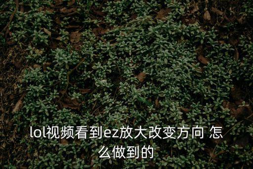 lol视频看到ez放大改变方向 怎么做到的