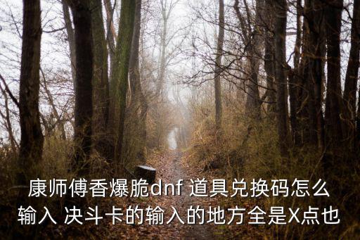 康师傅香爆脆dnf 道具兑换码怎么输入 决斗卡的输入的地方全是X点也
