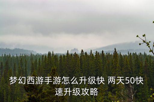 梦幻西游手游怎么升级快 两天50快速升级攻略
