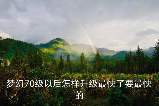 梦幻70级以后怎样升级最快了要最快的