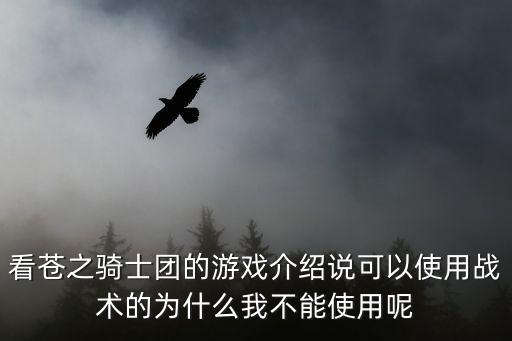 看苍之骑士团的游戏介绍说可以使用战术的为什么我不能使用呢