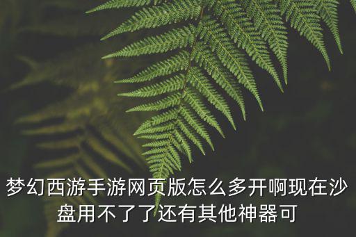 梦幻西游手游网页版怎么多开啊现在沙盘用不了了还有其他神器可