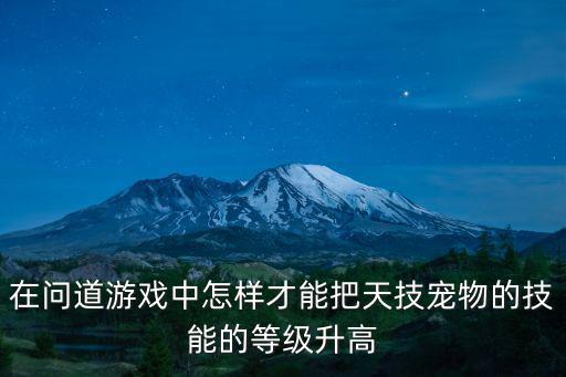 在问道游戏中怎样才能把天技宠物的技能的等级升高