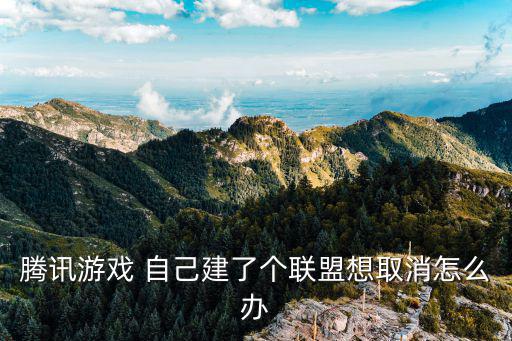 腾讯游戏 自己建了个联盟想取消怎么办
