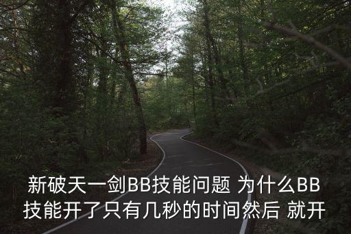 新破天一剑BB技能问题 为什么BB技能开了只有几秒的时间然后 就开