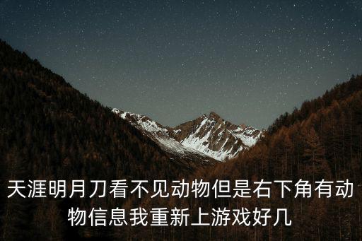 天涯明月刀看不见动物但是右下角有动物信息我重新上游戏好几