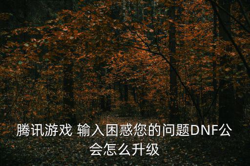 腾讯游戏 输入困惑您的问题DNF公会怎么升级