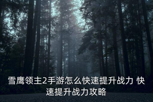 雪鹰领主2手游怎么快速提升战力 快速提升战力攻略