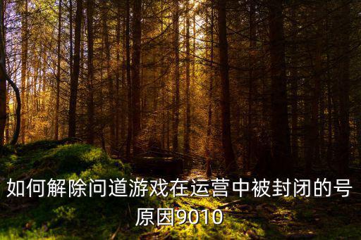 如何解除问道游戏在运营中被封闭的号原因9010