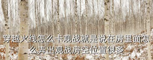 穿越火线怎么卡观战就是说在房里面怎么弄出观战房空位置很多
