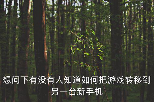 想问下有没有人知道如何把游戏转移到另一台新手机