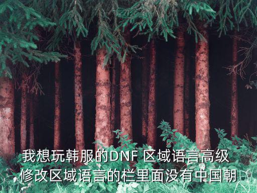 我想玩韩服的DNF 区域语言高级 修改区域语言的栏里面没有中国朝