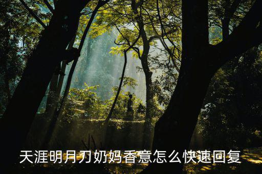 天涯明月刀奶妈香意怎么快速回复