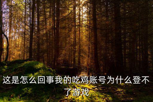 这是怎么回事我的吃鸡账号为什么登不了游戏