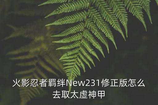 火影忍者羁绊New231修正版怎么去取太虚神甲