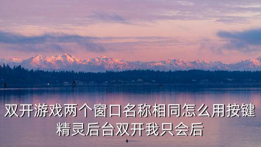 手游怎么开第2个后台，双开游戏两个窗口名称相同怎么用按键精灵后台双开我只会后