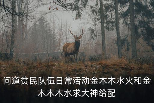 问道贫民队伍日常活动金木木水火和金木木木水求大神给配