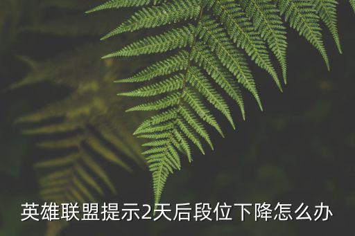 英雄联盟提示2天后段位下降怎么办