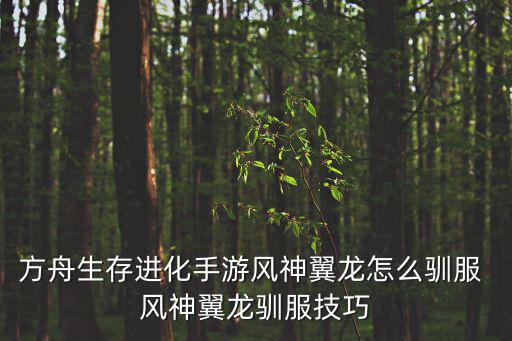 方舟生存进化手游风神翼龙怎么驯服 风神翼龙驯服技巧