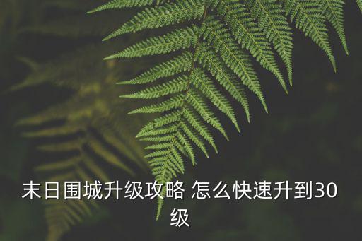 末日围城升级攻略 怎么快速升到30级