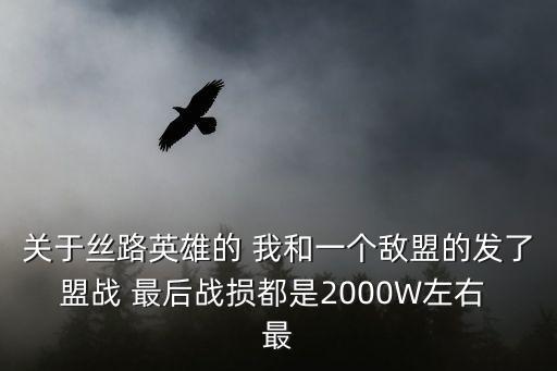 关于丝路英雄的 我和一个敌盟的发了盟战 最后战损都是2000W左右 最