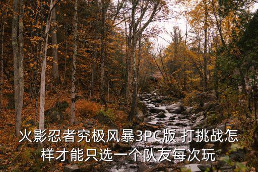 火影忍者究极风暴3PC版 打挑战怎样才能只选一个队友每次玩